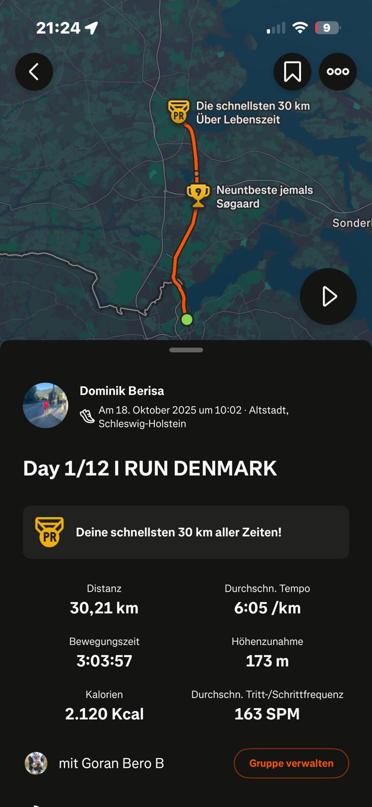 Strava Daten Etappe 1
