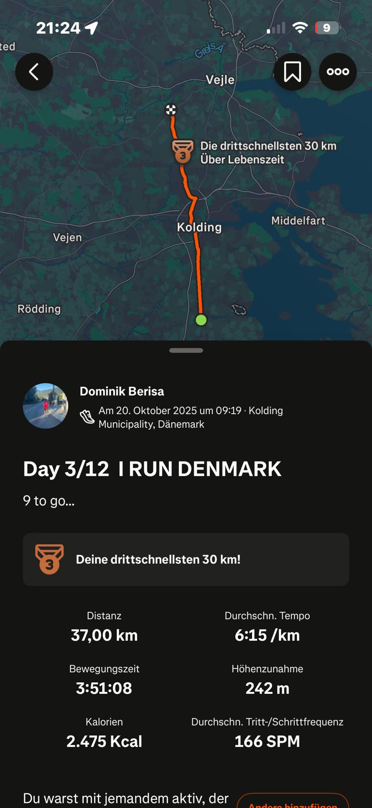 Strava Daten Etappe 3